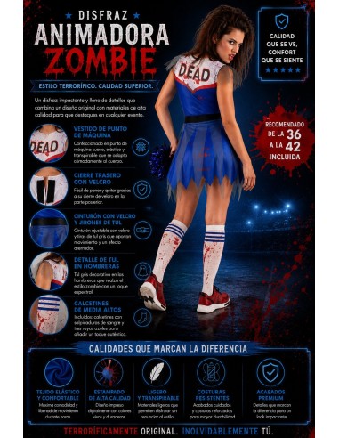 Costume de pom-pom girl zombie Taille M Neuf | Costumes pour adultes Le Roi du Carnaval